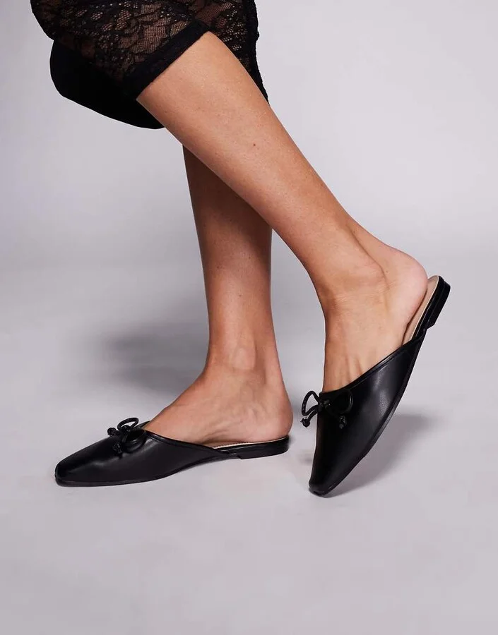 Public Desire Gio slip on mule flats in black
