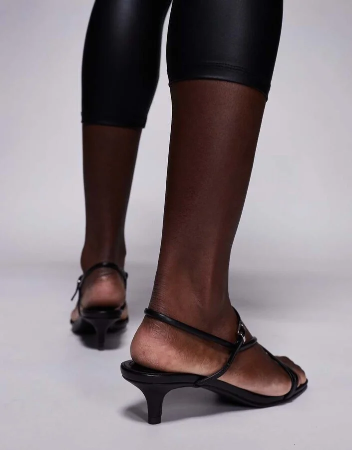 Public Desire Glint strappy barely there sandals in black - Image 2