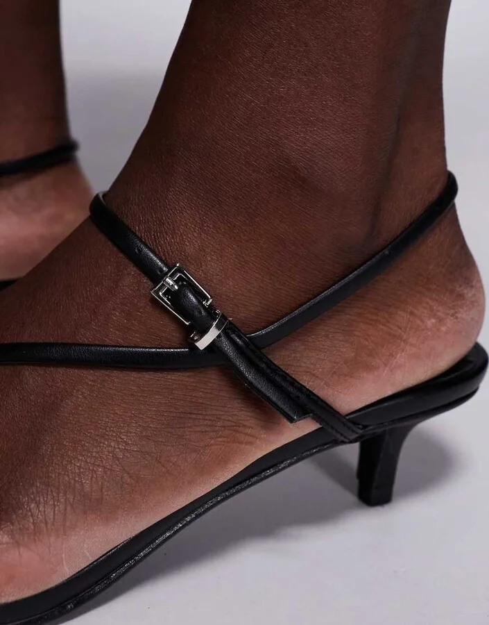 Public Desire Glint strappy barely there sandals in black - Image 3