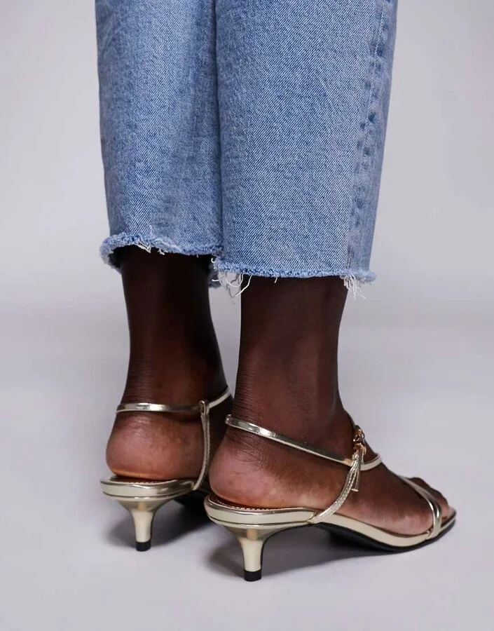 Public Desire Glint strappy barely there sandals in metallic gold - Image 2