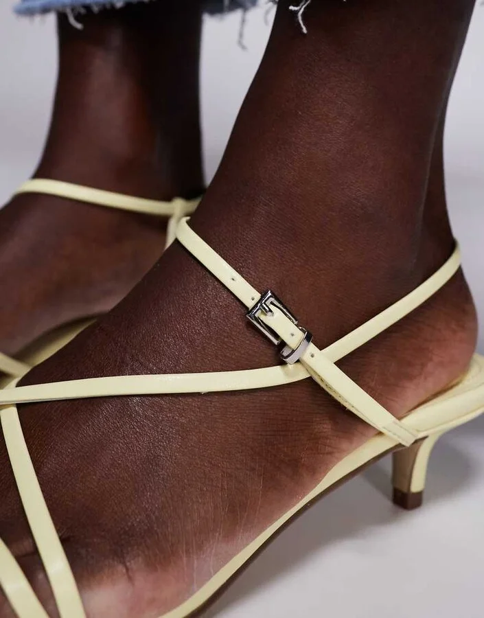 Public Desire Glint strappy barely there sandals in yellow - Image 4