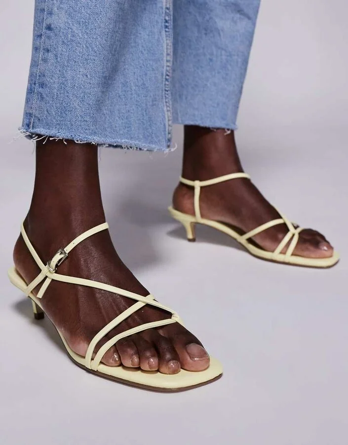 Public Desire Glint strappy barely there sandals in yellow