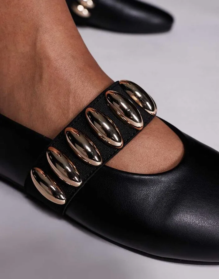 Public Desire Harmonica ballet flats with hardware detail in black - Image 2