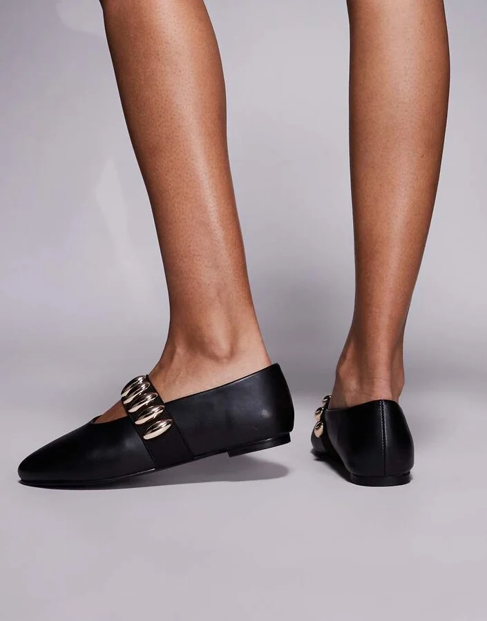 Public Desire Harmonica ballet flats with hardware detail in black - Image 3