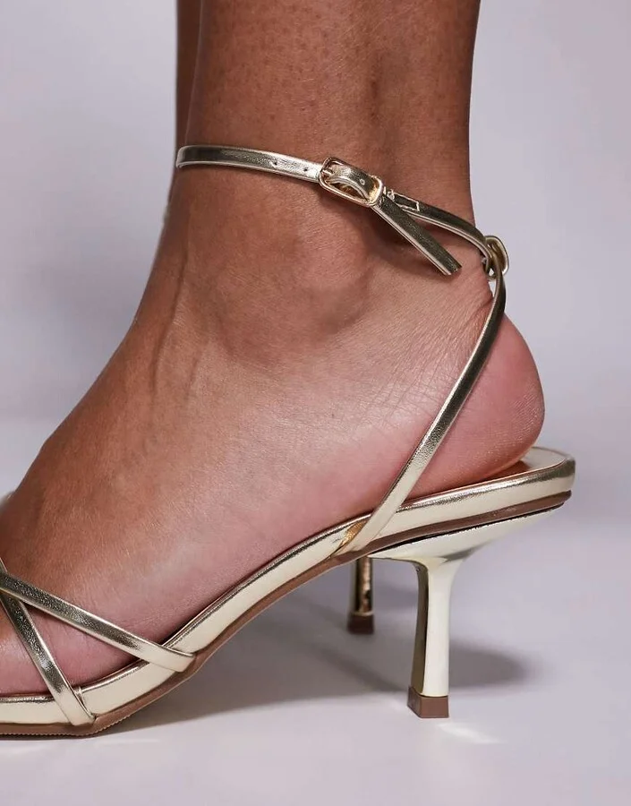 Public Desire Idina heeled sandals in gold - Image 3