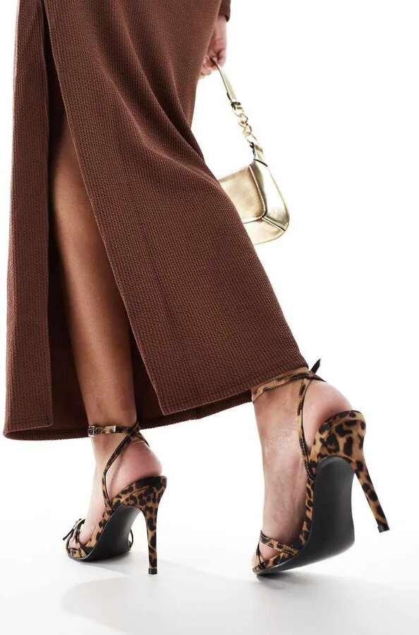 Public Desire Jenna mid heeled sandals in leopard with embellished buckles - Image 3