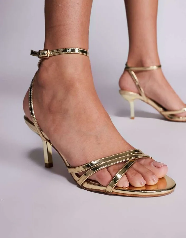 Public Desire Juliette strappy heeled sandals in gold - Image 3