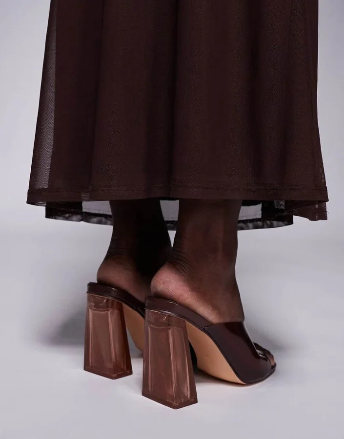 Public Desire Kyoto transparent heeled mules in brown - Image 2