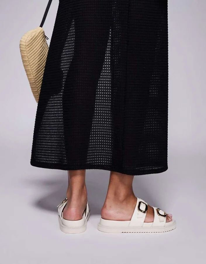 Public Desire Lapis strappy flat sandals in cream - Image 3