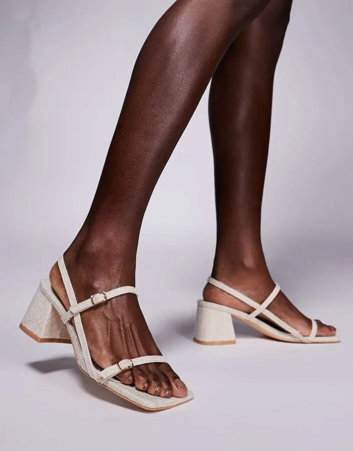 Public Desire Logan mid block heeled sandals in natural