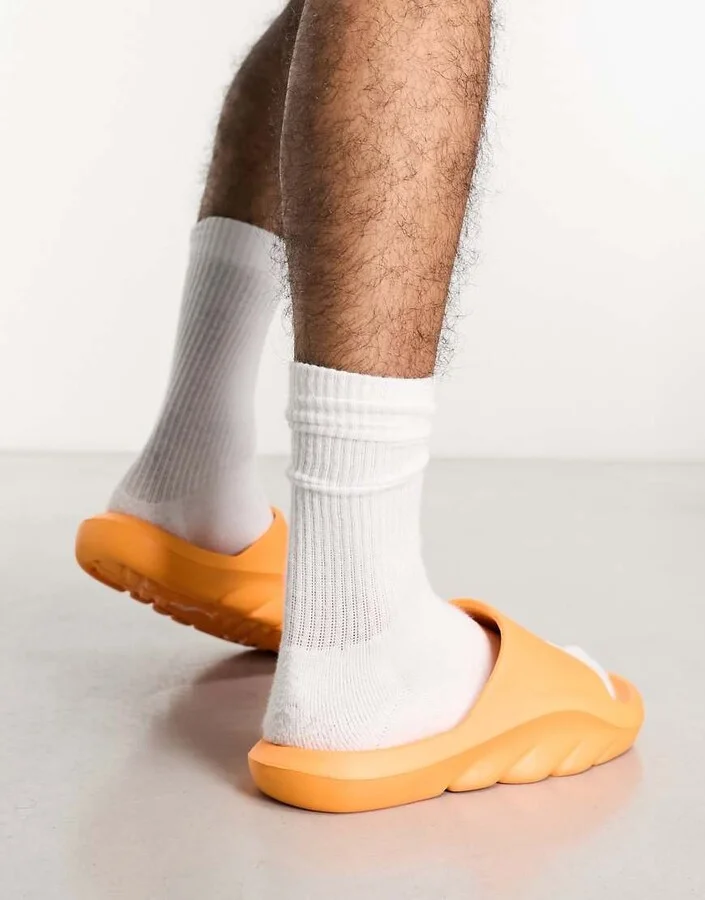 Public Desire Man pool sliders in orange - Image 3