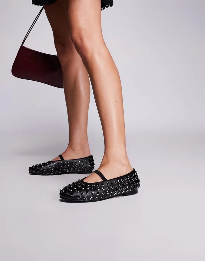 Public Desire Mina studded ballet flats in black - Image 2