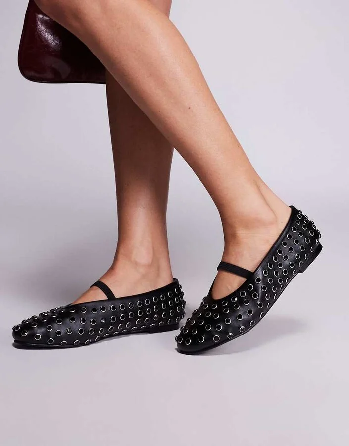 Public Desire Mina studded ballet flats in black - Image 3