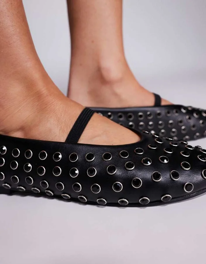 Public Desire Mina studded ballet flats in black - Image 4