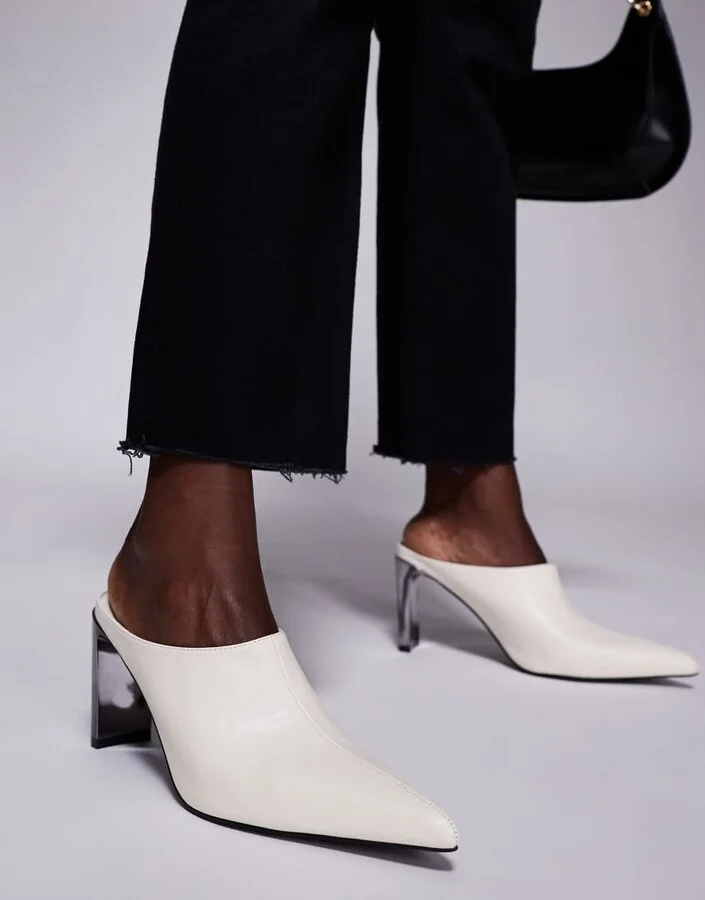 Public Desire Orianna pointed mules in cream - Image 2