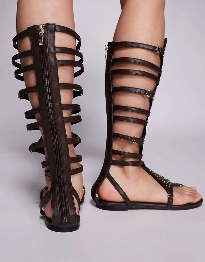 Public Desire Rome gladiator sandals in chocolate brown - Image 2
