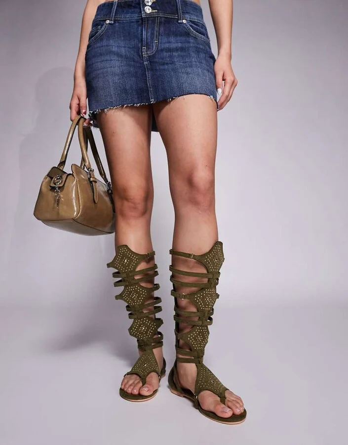 Public Desire Rome gladiator sandals in olive - Image 4