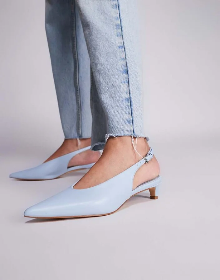 Public Desire Saskia slingback kitten heel shoes in baby blue