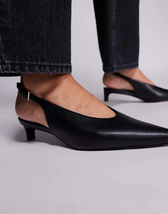 Public Desire Saskia slingback kitten heel shoes in black - Image 2