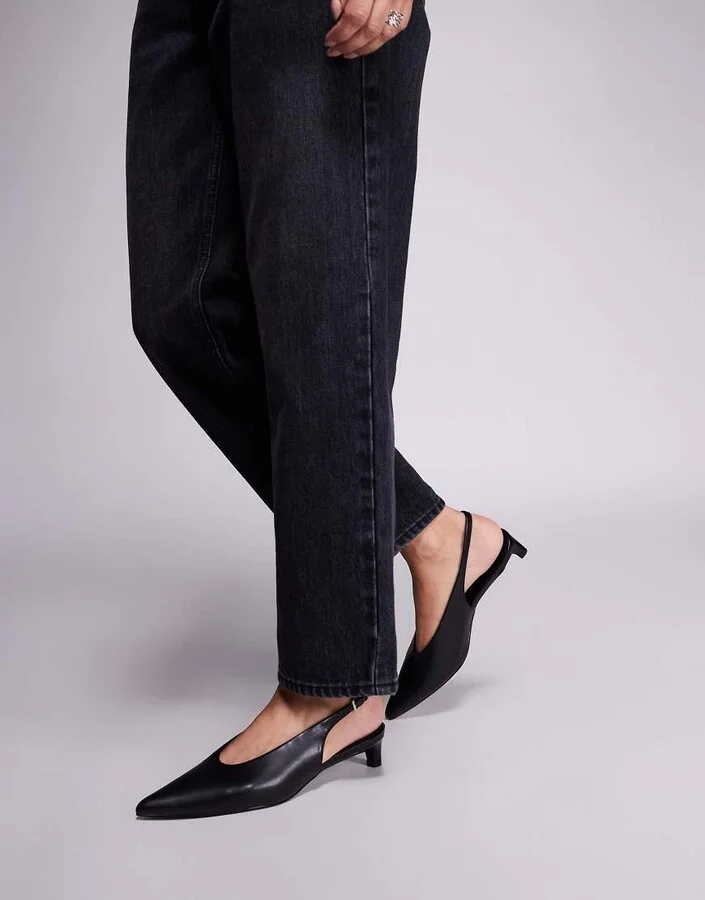 Public Desire Saskia slingback kitten heel shoes in black - Image 3