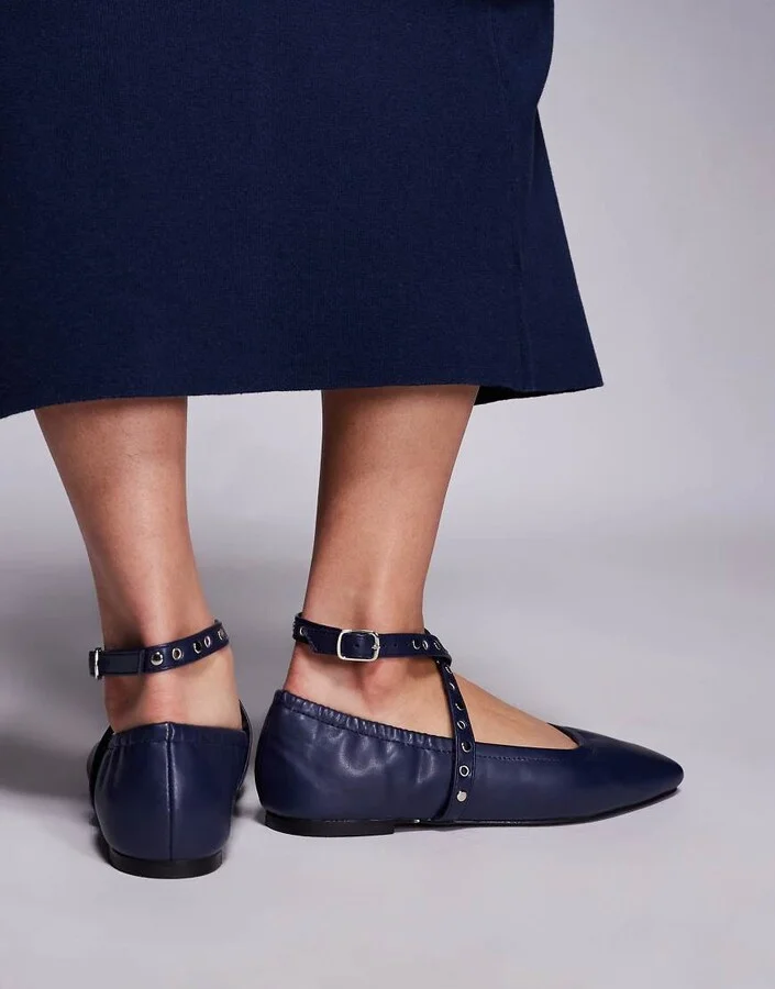 Public Desire Scotty ballet flats in navy - Image 4