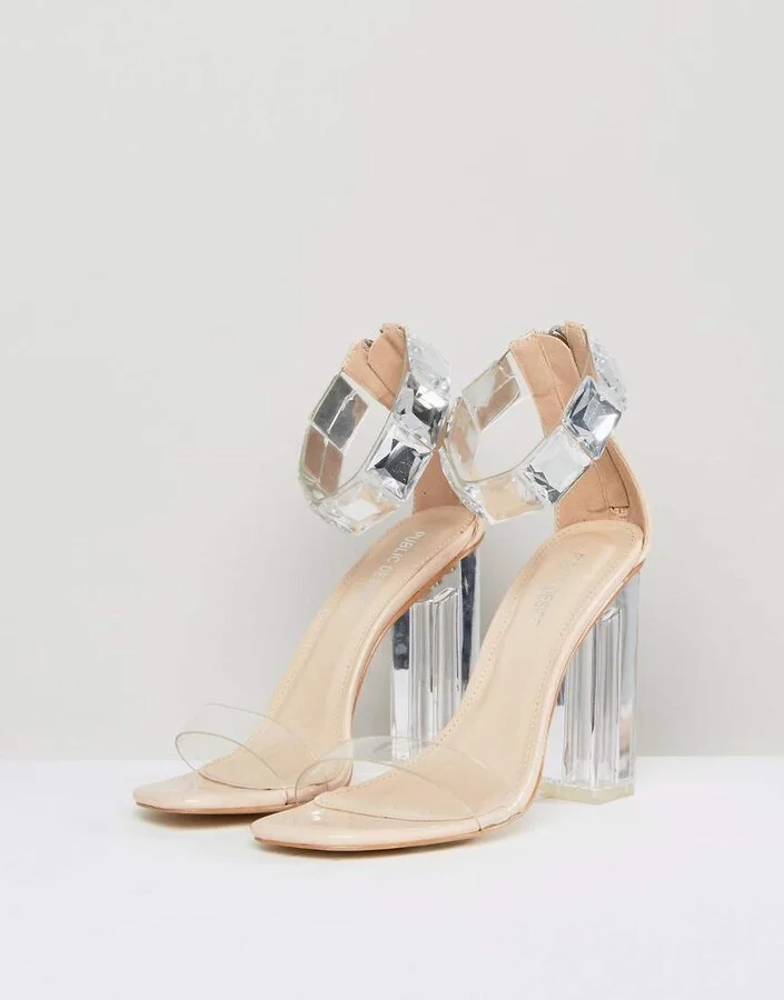 Public Desire Spirit Clear Strap Embellished Heeled Sandals - Image 2