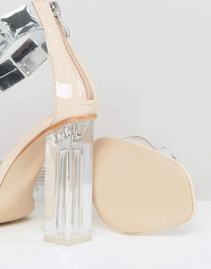 Public Desire Spirit Clear Strap Embellished Heeled Sandals - Image 4