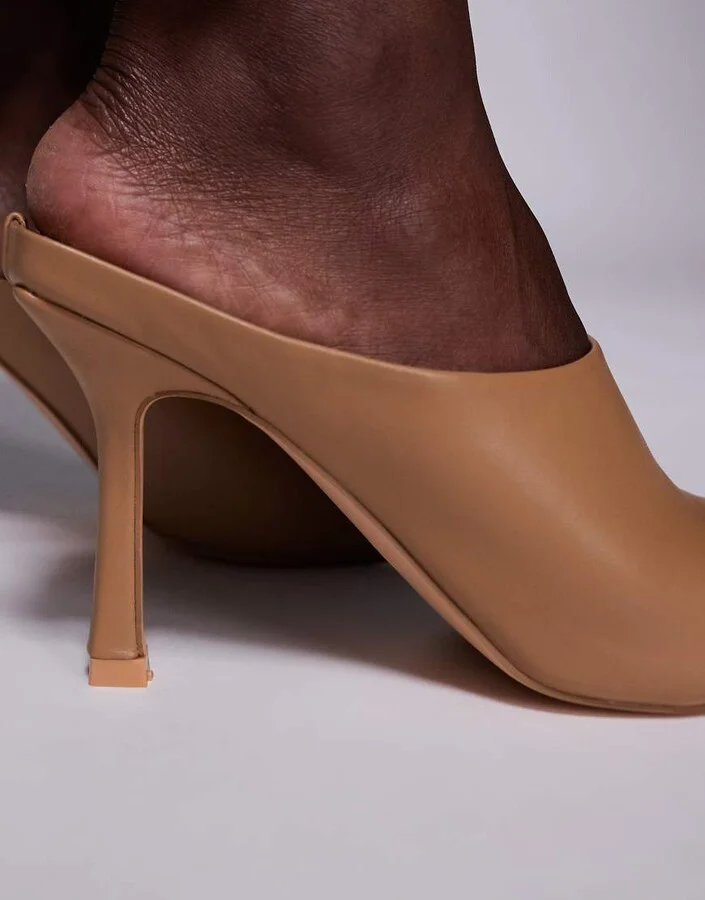 Public Desire Sriach mule heel sandals in toffee - Image 2
