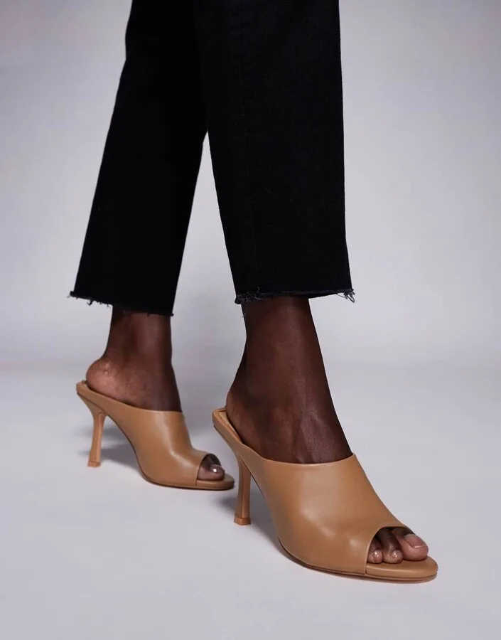 Public Desire Sriach mule heel sandals in toffee