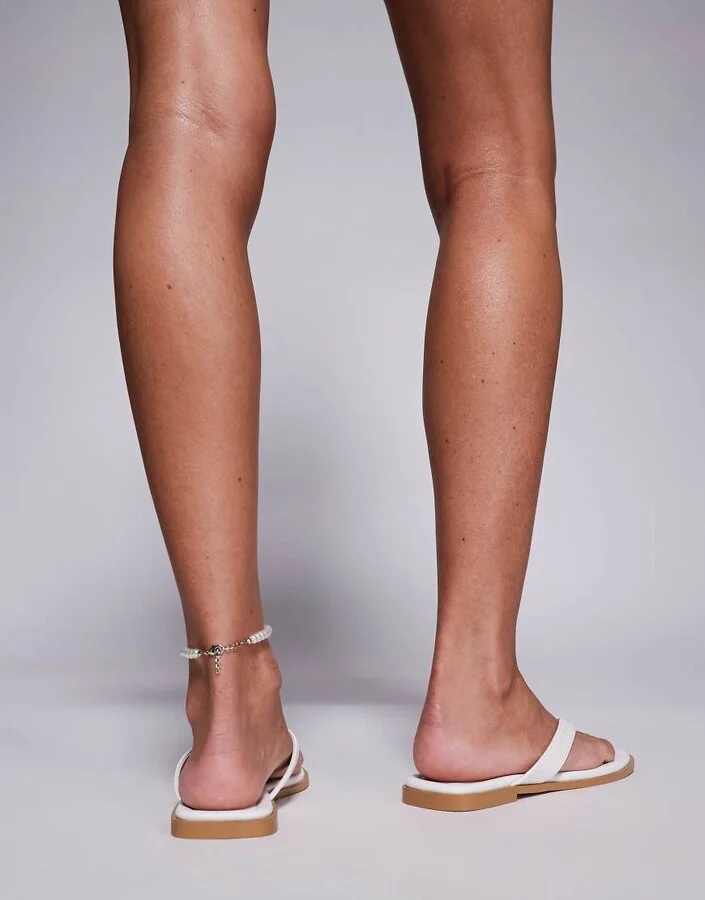 Public Desire thong flat sandals in white - Image 2