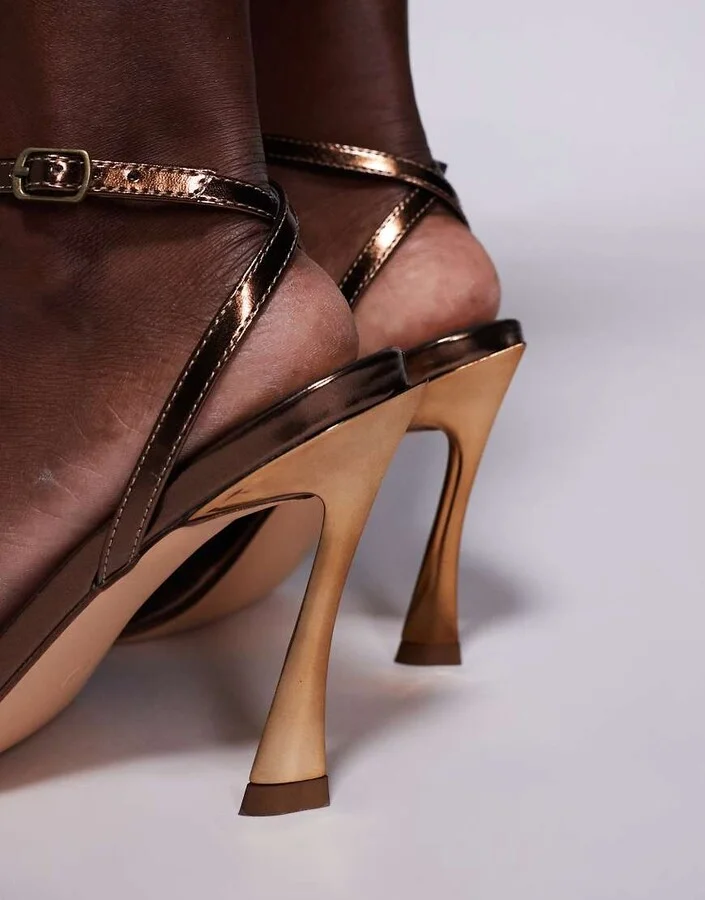Public Desire Thrill Ride barely there heeled sandals in bronze - Image 2