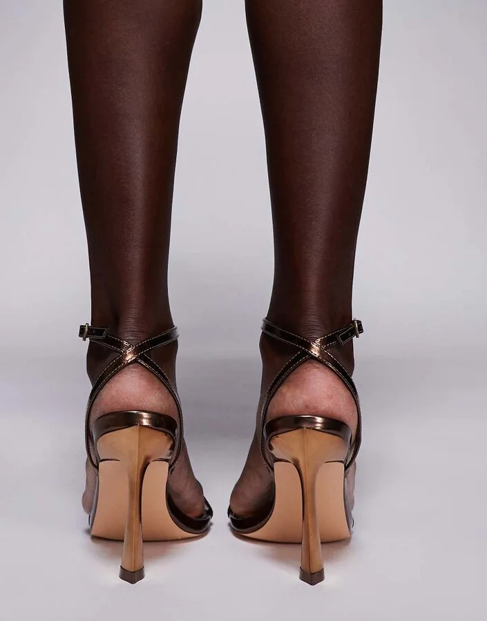 Public Desire Thrill Ride barely there heeled sandals in bronze - Image 4