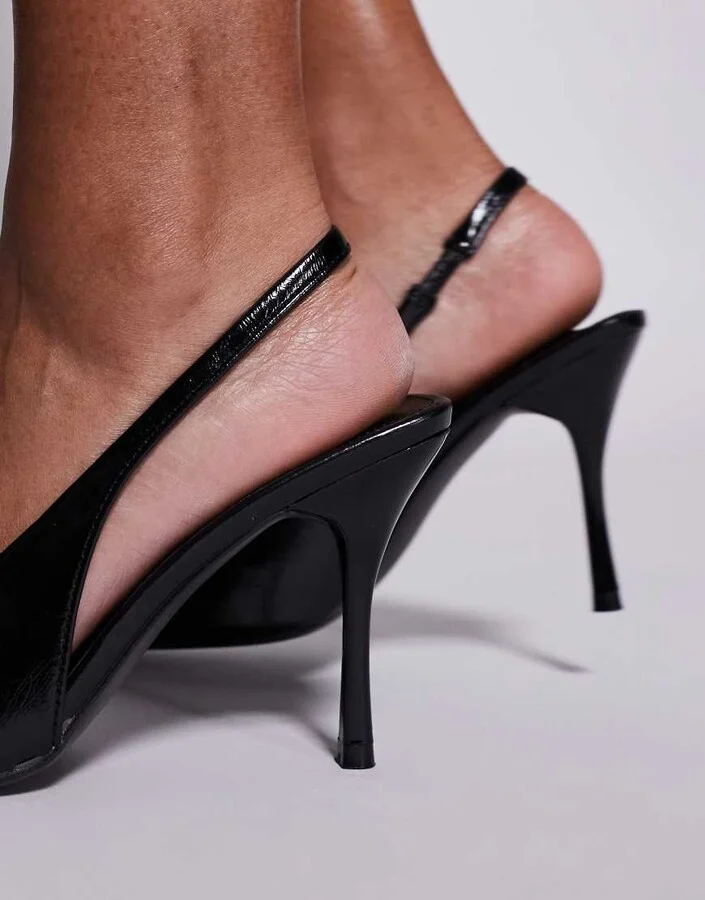 Public Desire Tilapia high vamp slingback heeled shoes in black - Image 2