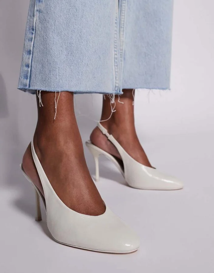 Public Desire Tilapia high vamp slingback heeled shoes in cream - Image 3