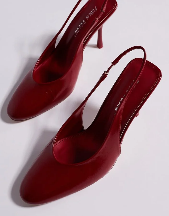 Public Desire Tilapia high vamp slingback heeled shoes in red - Image 4