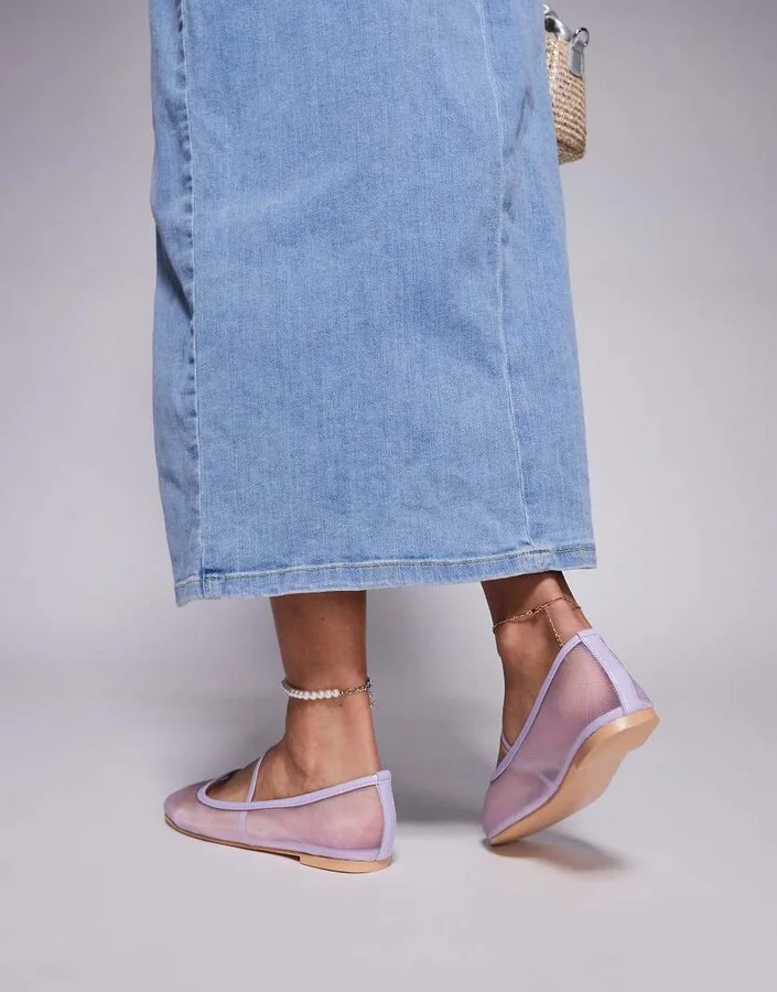 Public Desire Twiggie ballet flat in mesh lilac - Image 2