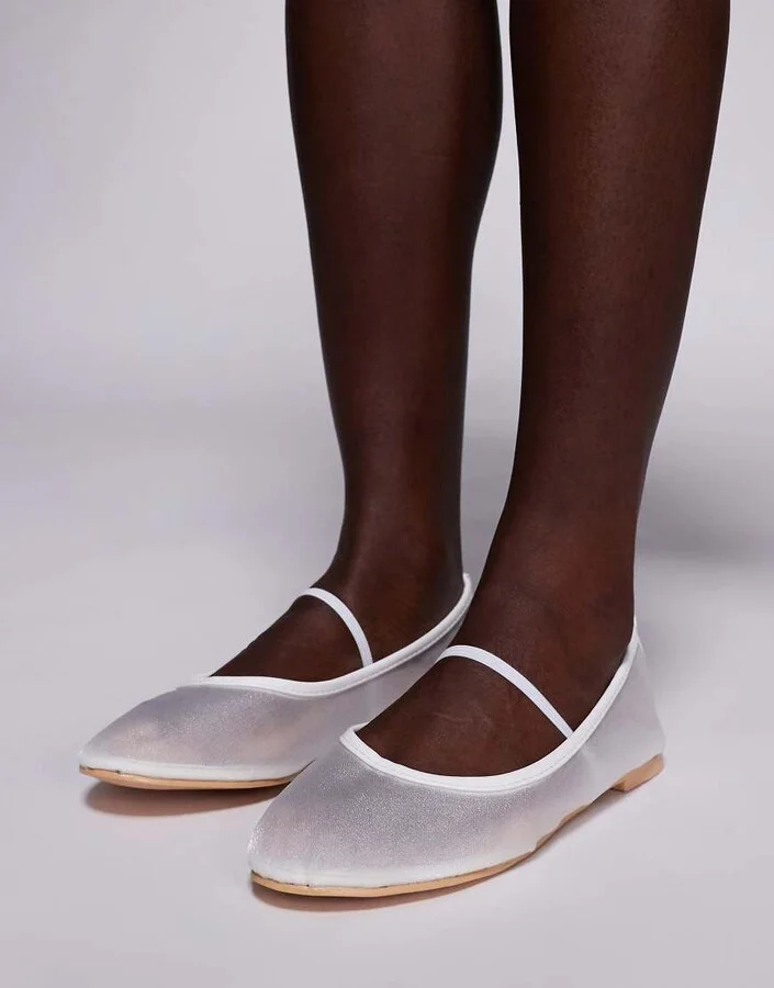 Public Desire Twiggy mesh ballet flats in white