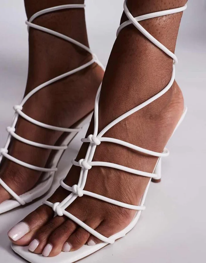 Public Desire Verona strappy heeled sandals in white - Image 4