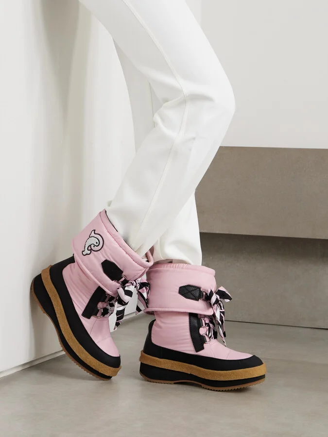 PUCCI - Logo-appliquéd Silk-twill Trimmed Shell Snow Boots - Pink - Image 2