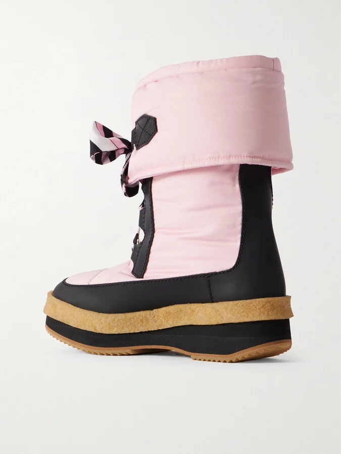 PUCCI - Logo-appliquéd Silk-twill Trimmed Shell Snow Boots - Pink - Image 3