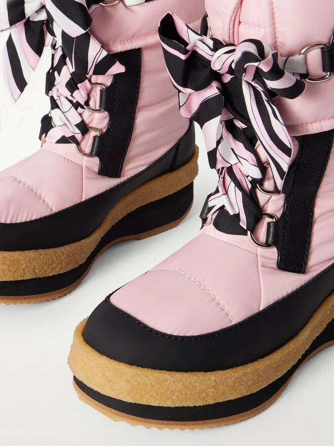 PUCCI - Logo-appliquéd Silk-twill Trimmed Shell Snow Boots - Pink - Image 4
