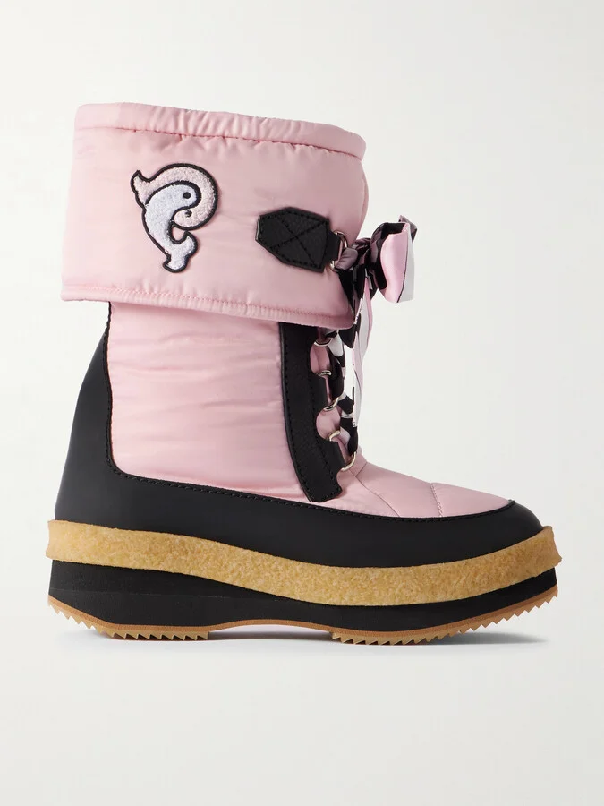 PUCCI - Logo-appliquéd Silk-twill Trimmed Shell Snow Boots - Pink
