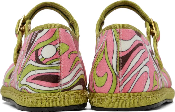 PUCCI Pink & Green Velvet Ballerina Flats - Image 2