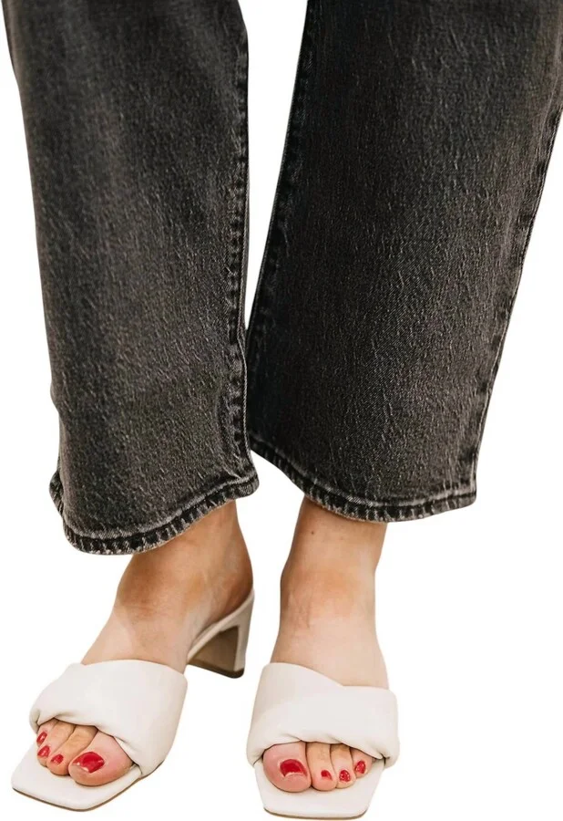 Puff Slide Heel Sandal In Bone