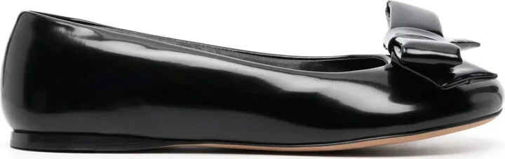 Puffy leather ballerina pumps