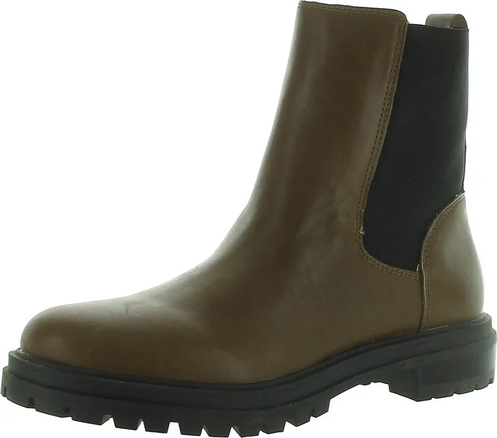 Pull-On Chelsea Lugsole Boots Womens Chelsea boots Leather Mid-Calf Boots