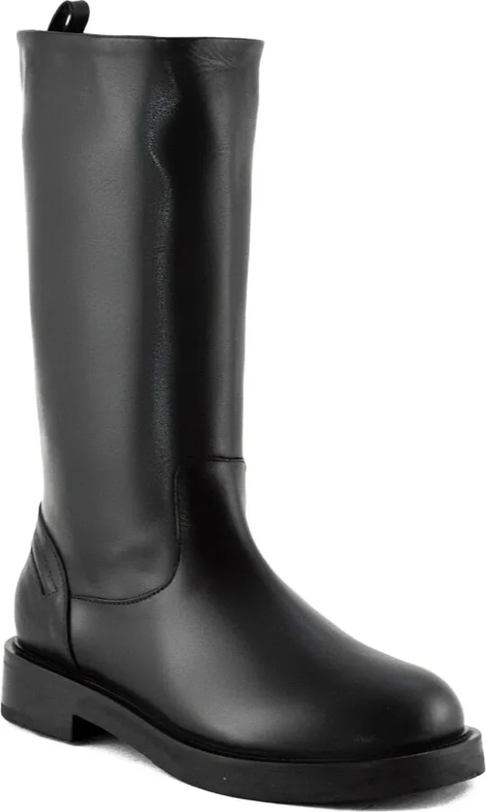 Pull-Tab Leather Knee-High Boots - Image 2