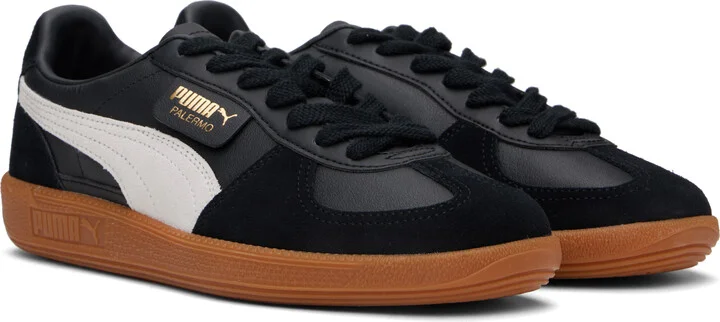 PUMA Black & Gray Palermo Leather Sneakers - Image 4