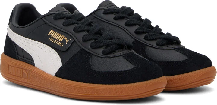 PUMA Black & Gray Palermo Leather Sneakers - Image 4