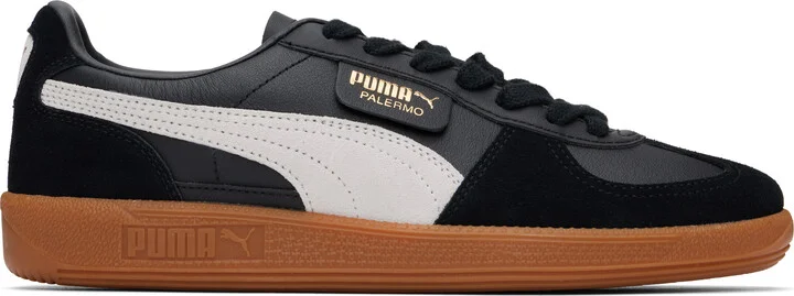 PUMA Black & Gray Palermo Leather Sneakers